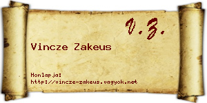 Vincze Zakeus névjegykártya